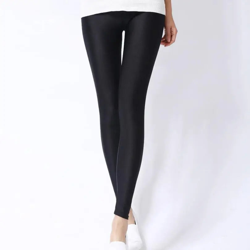 New Spring Solid Candy Neon Leggings for Women High Stretched Female Legging Pants Girl Clothing Leggins Plug Size - Tasawoq
