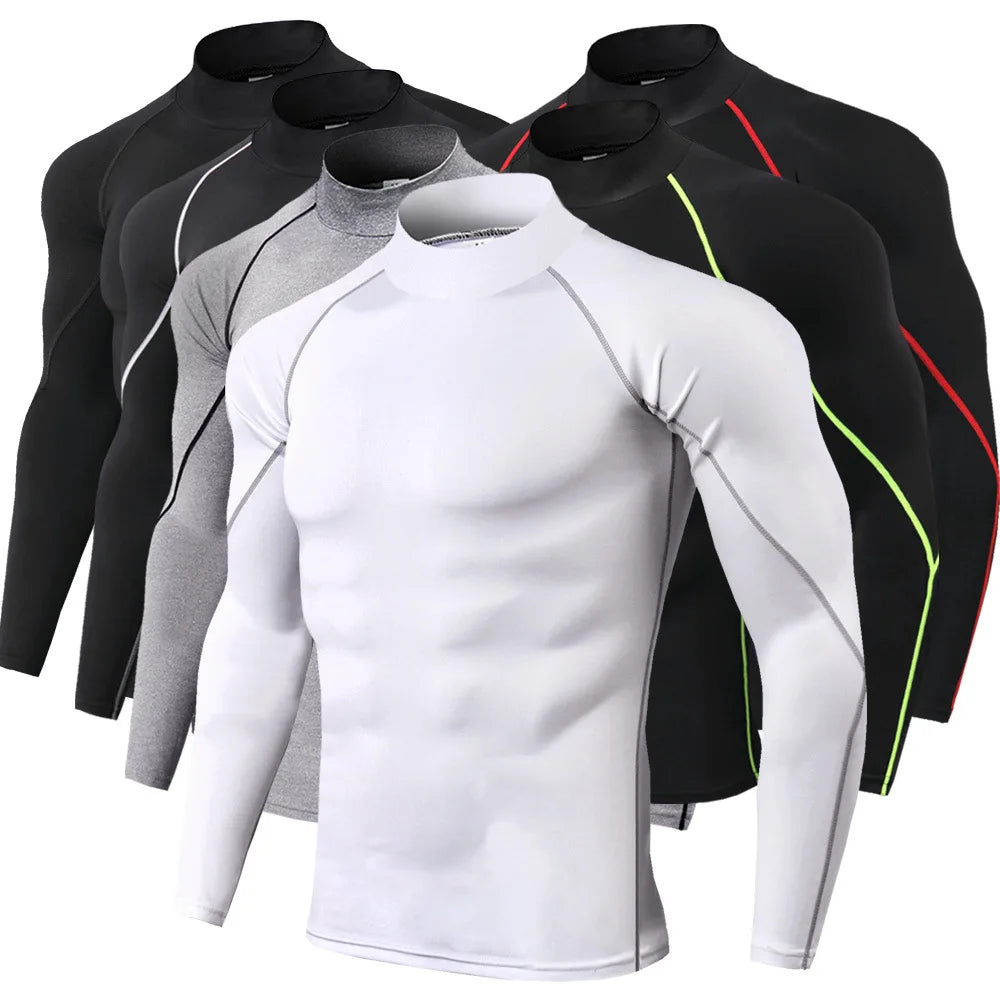 Men Sport T-shirt Quick Dry Bodybuilding Running Shirt Long Sleeve Compression Top Gym T Shirt Men Fitness Tight Rashgard - Tasawoq