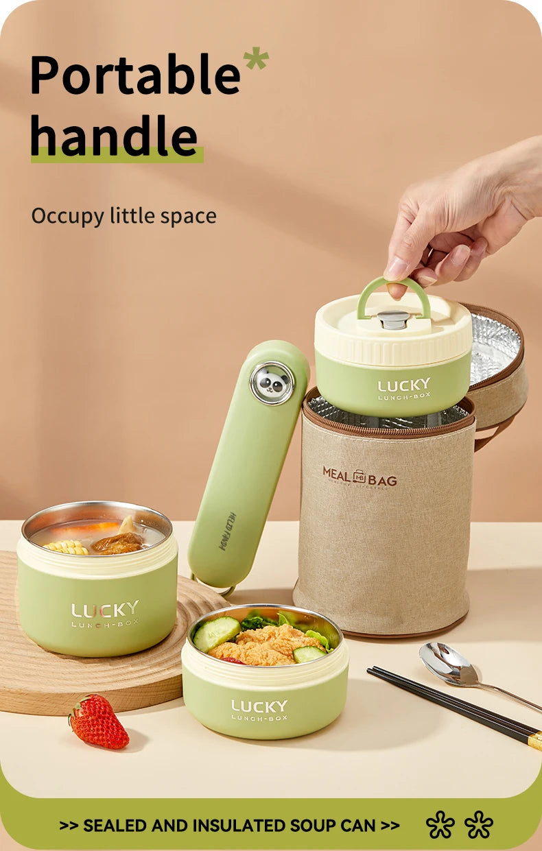 WORTHBUY Portable Sealed Thermal Lunch Box For Kids Stackable Microwave 304 Stainless Steel Bento Box Insulated Food Container