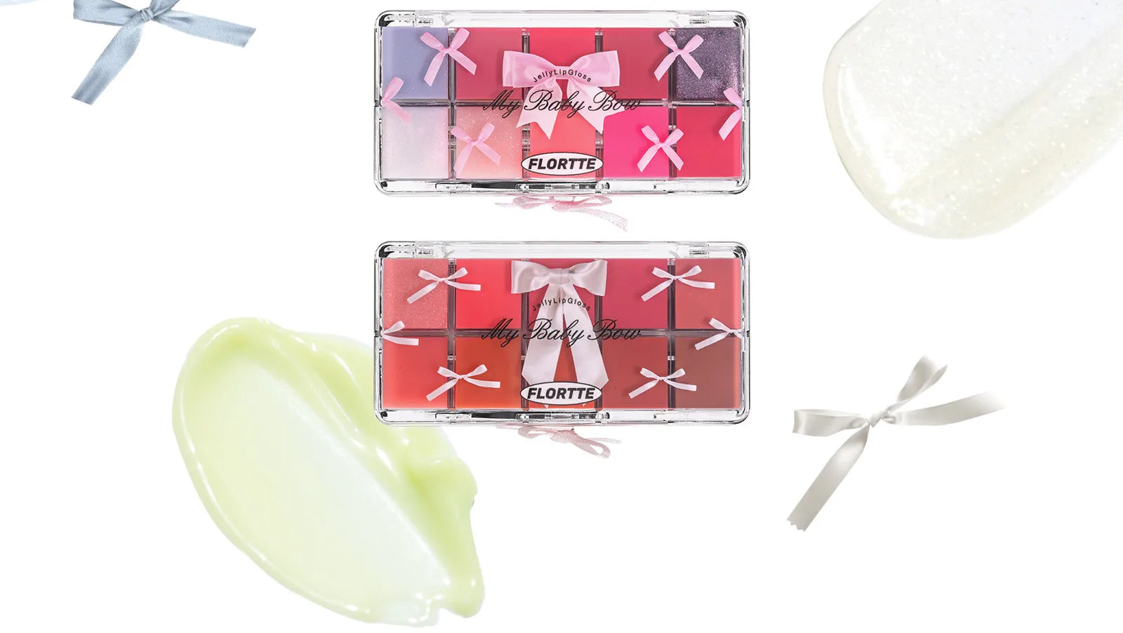 FLORTTE & My Baby Bow 10-color jell ylip gloss palette lipstick lip glaze - Tasawoq