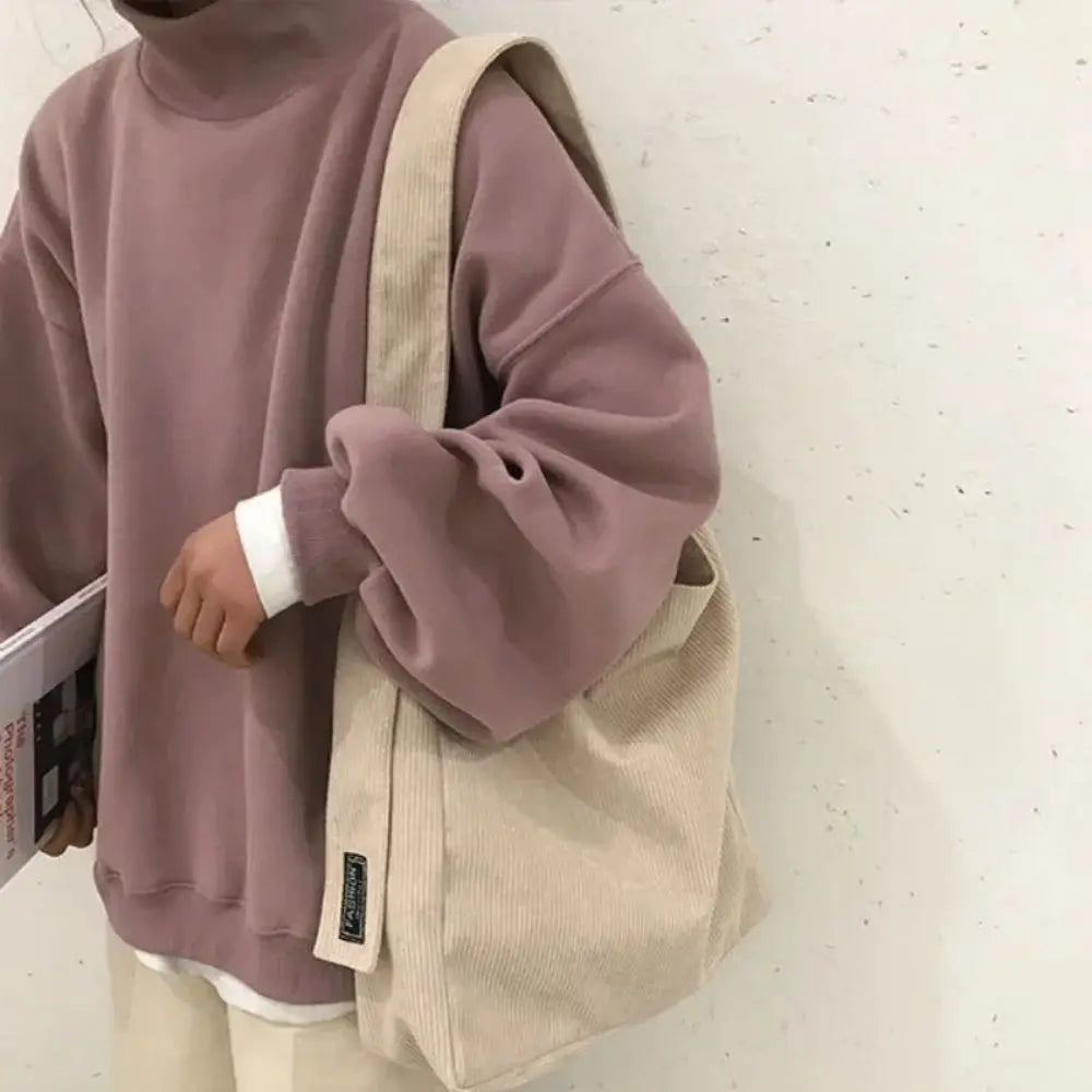 Fashion Women Corduroy Shoulder Bags Soft Handbags Tote Bags Girls Students Large Capacity Bags - Tasawoq