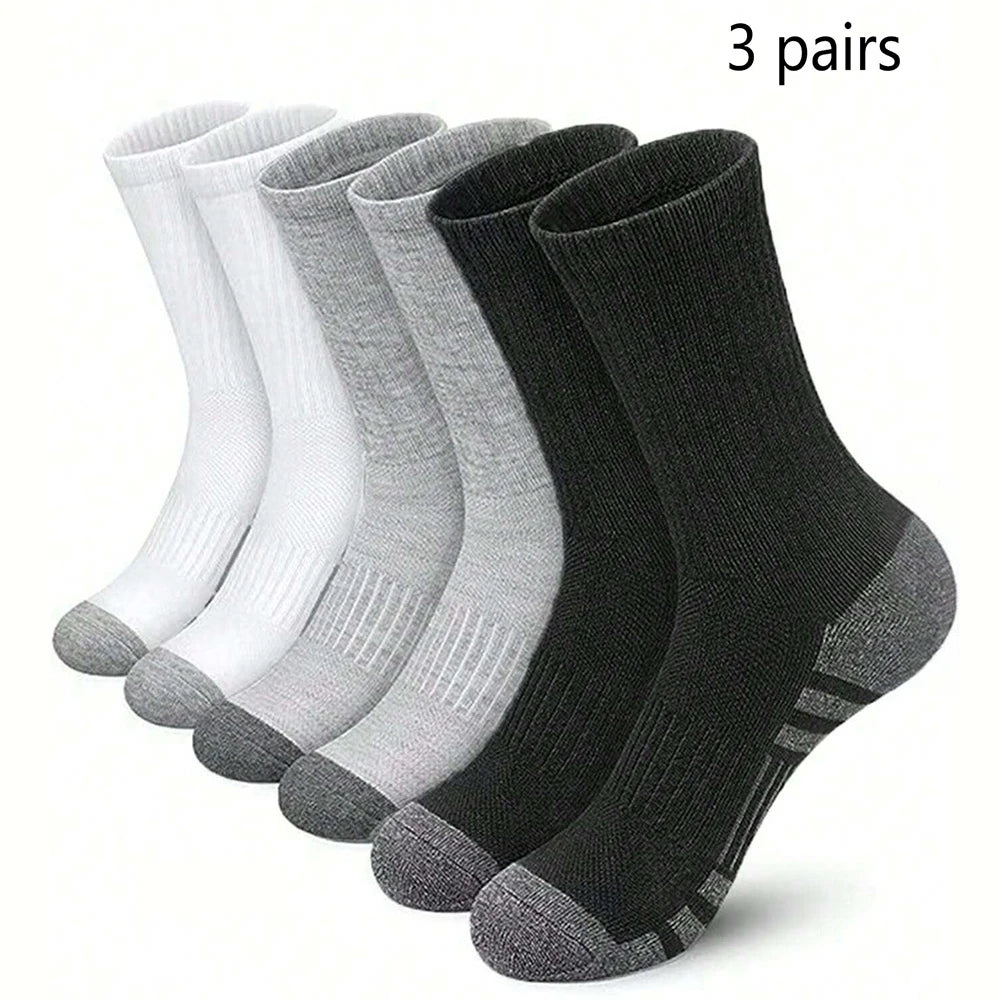 3 Pairs Men's Outdoor Gym Socks High Quality Comfortable Soft Ground-Gripping Football Large Size New Style - Tasawoq