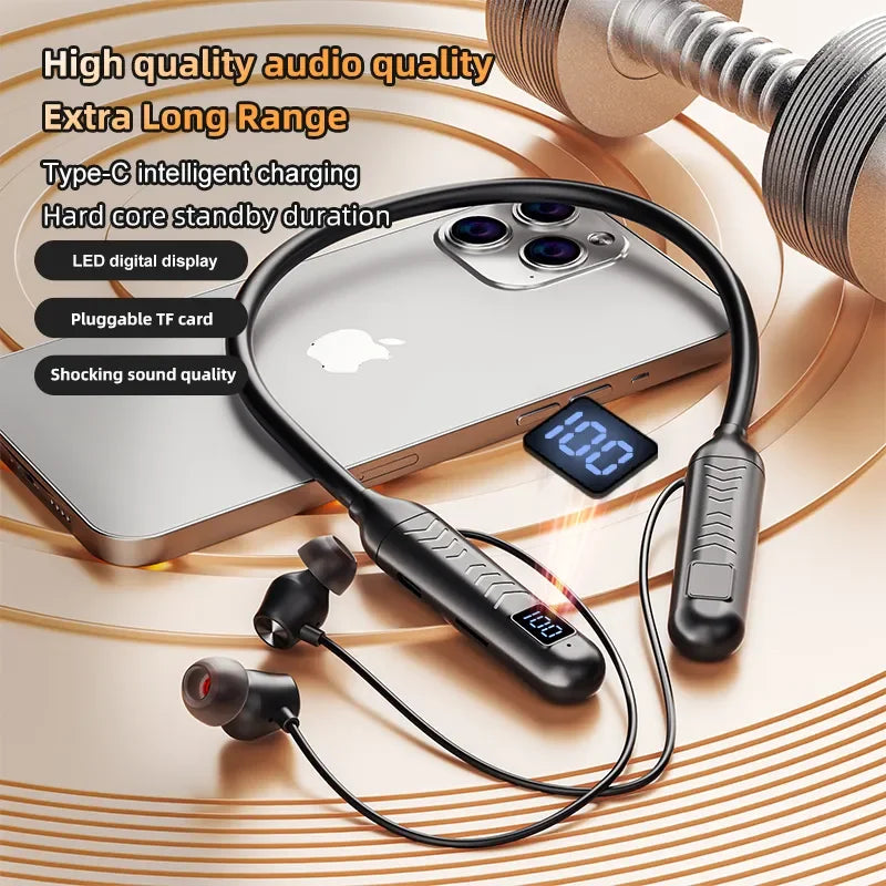 2023 New True Wireless BT Headphones: High Quality, Long Life, Digital Display and Pluggable Memory Card Playback! - Tasawoq
