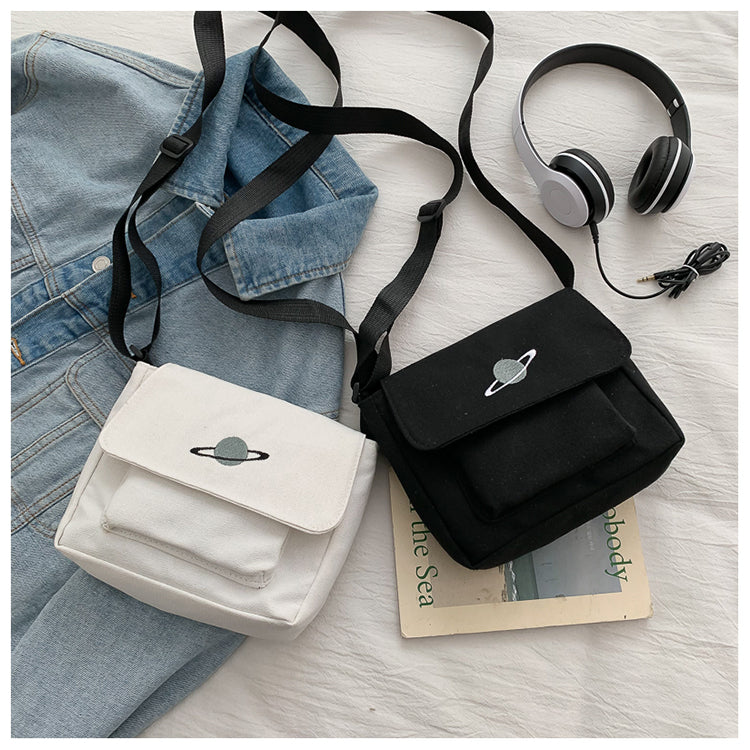 Casual Collage Student Messenger Bag Women Small Bag Canvas Shoulder Bag For Women Print Crossbody Bags Bolsas Sac - Tasawoq