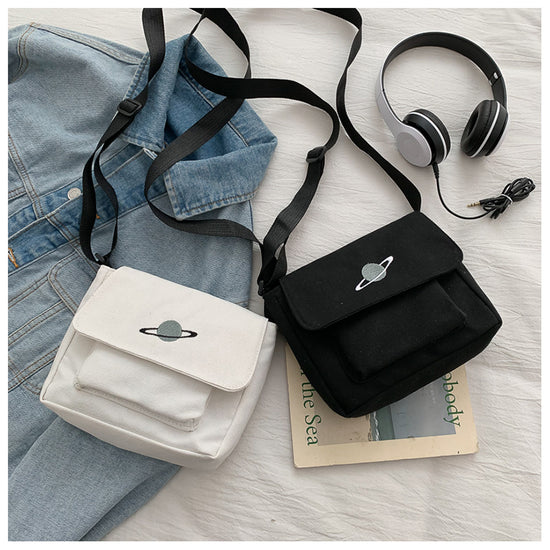 Casual Collage Student Messenger Bag Women Small Bag Canvas Shoulder Bag For Women Print Crossbody Bags Bolsas Sac - Tasawoq