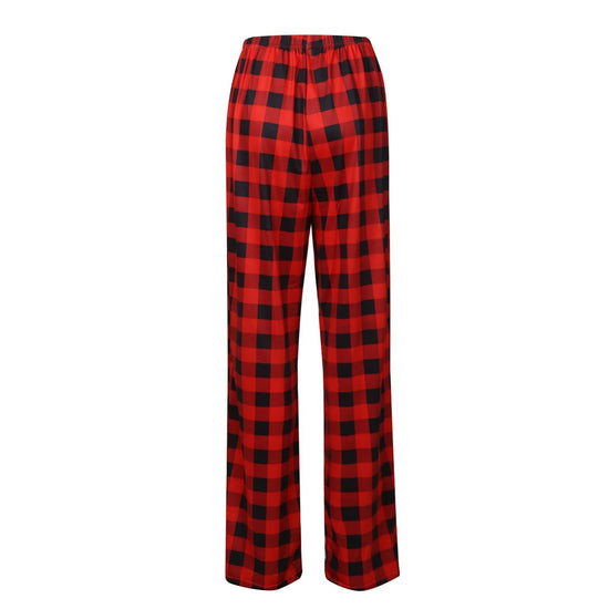 Women Christmas Pajama pants Autumn Winter Plaid Printed Pants Fashion Casual Wide Leg Pants Clothing Streetwear - Tasawoq