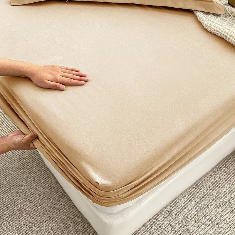 Double Bed Sheets Couple Elastic Fitted Sheet Microfiber Ultra-Soft Hotel Luxury Mattresses cover Queen single king Size - Tasawoq