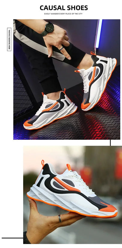 New Trendy Men's Sports Shoes Cushion Running Sneakers Outdoor Leisure Walking Jogging Trainers Soft Sole Breathable Footwear - Tasawoq