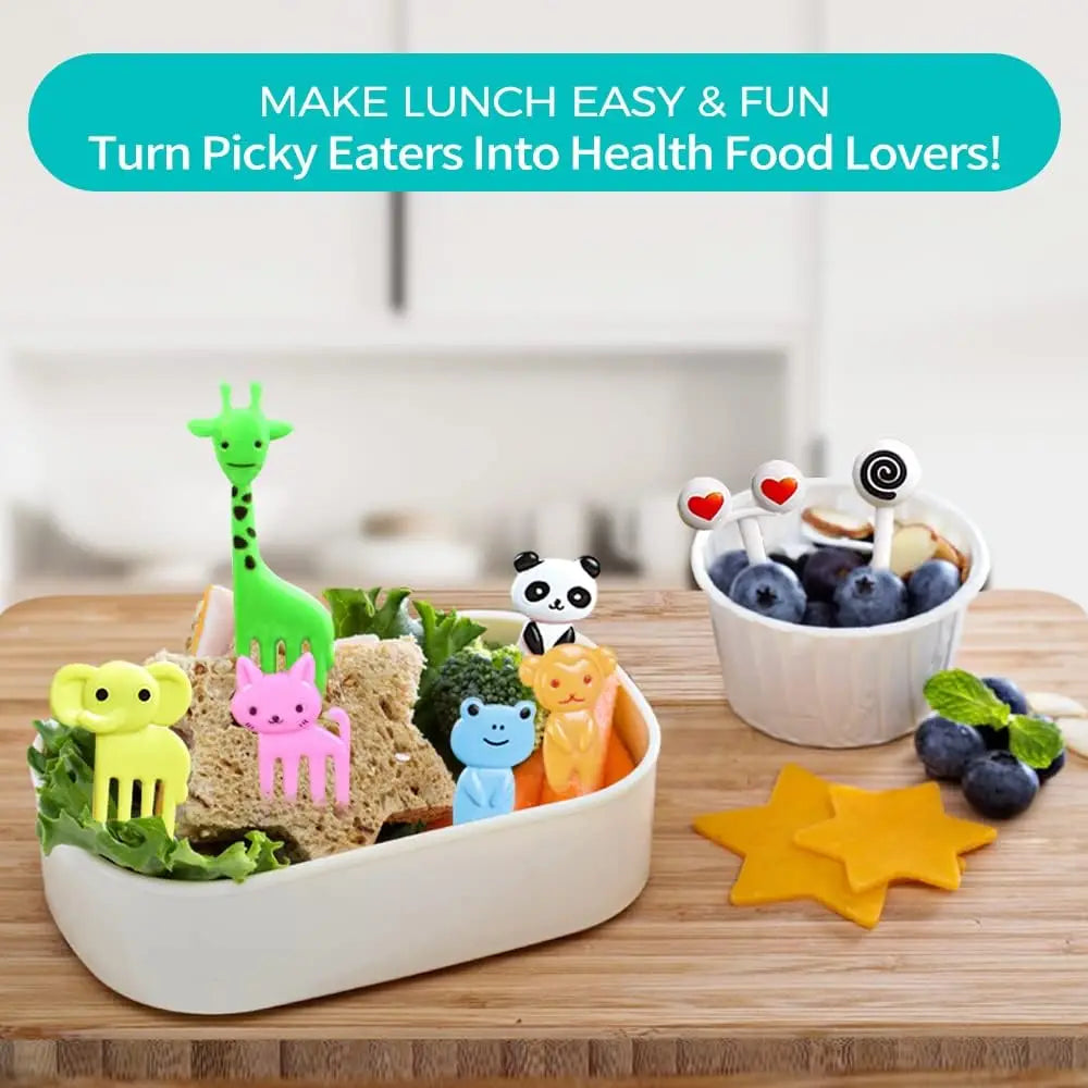 40 pcs Animal Fruit Food Picks, Bento Box Picks, Mini Cartoon Animal Food Toothpicks, Lunch Bento Forks Picks for Kids