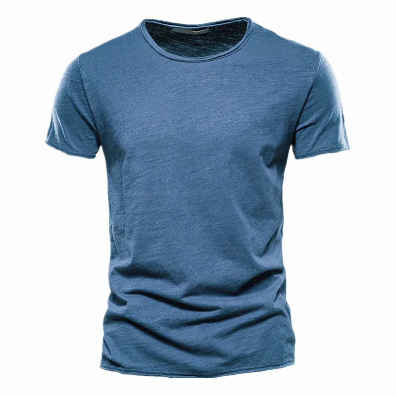 AIOPESON 100% Cotton Men T-shirt V-neck Fashion Design Slim Fit Soild T-shirts Male Tops Tees Short Sleeve T Shirt For Men - Tasawoq