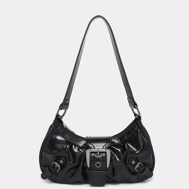 2024 spring hot selling Maillard style retro style small bag spicy girl Y2K wasteland style vintage leather shoulder armpit bag - Tasawoq