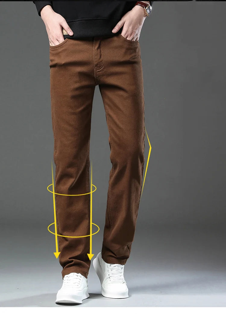 Fashion Loose Straight Business Casual Stretch Denim Pants Male Brand Trousers 3 Colors Plus Size Mens Clothing Slim Jeans 28-44 - Tasawoq