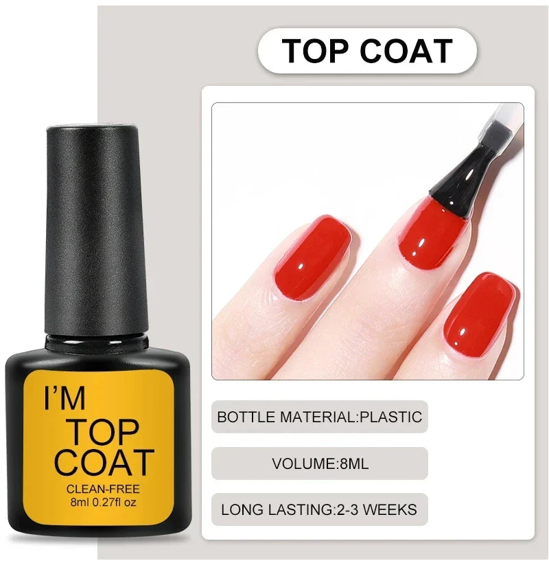 Nail Art Kit With 4 Pcs/Set Base Coat And Top Coat LED Light Curing Quick-drying Transparent Glossy Mirror Lasting Nail Art Gel - Tasawoq