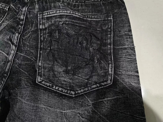 Gothic Retro Oversized Baggy Fit Unisex Mopping Pants Y2K Phantom Jeans High Street Spider Embroidered Patch Hip Hop Streetwear - Tasawoq