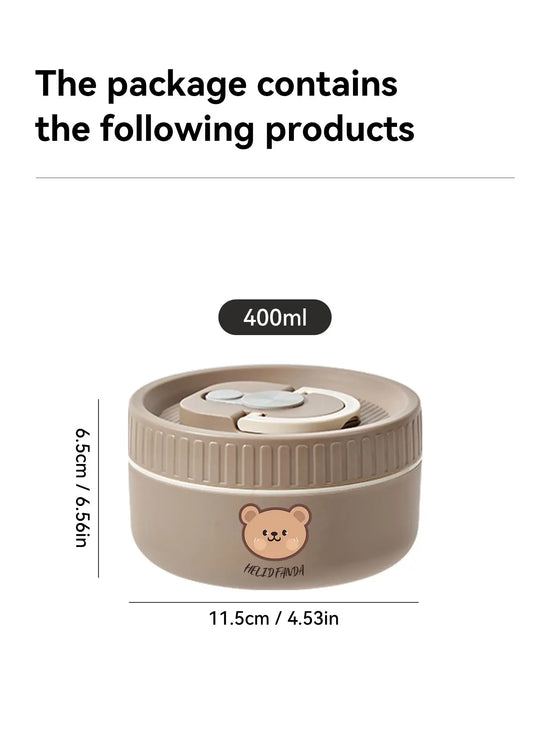 WORTHBUY Cute Bear 304 Stainless Steel Thermal Lunch Box For Kids Adults Portable Microwave Bento Box Leak Proof Food Container
