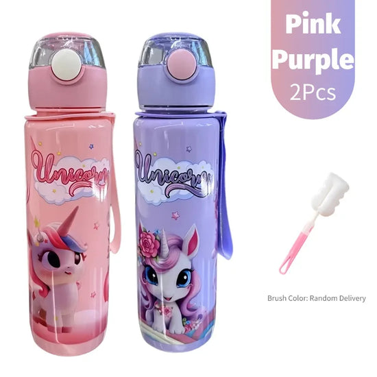 700ml Cute & Durable Cartoon Space Cup with Hand-held Ring BPA-Free High Temperature Resistant Portable Outdoor Water Bottle