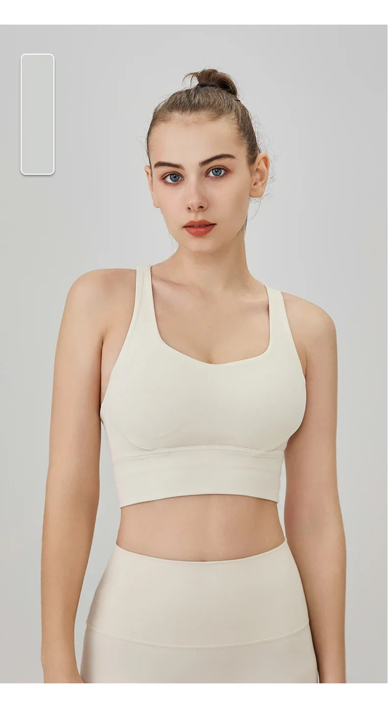 New Summer Sexy Sports Bras Women Fitness Vest Sports Top Cross Back Yoga Bra Running Fitness Breathable Shockproof Yoga Bra - Tasawoq