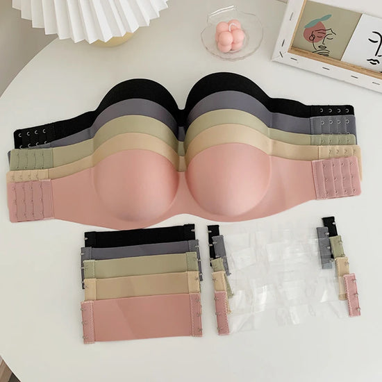 FINETOO Front Closure Sexy Push Up Bra Women Invisible Bras Underwear Lingerie For Female Brassiere Strapless Seamless Bralette - Tasawoq
