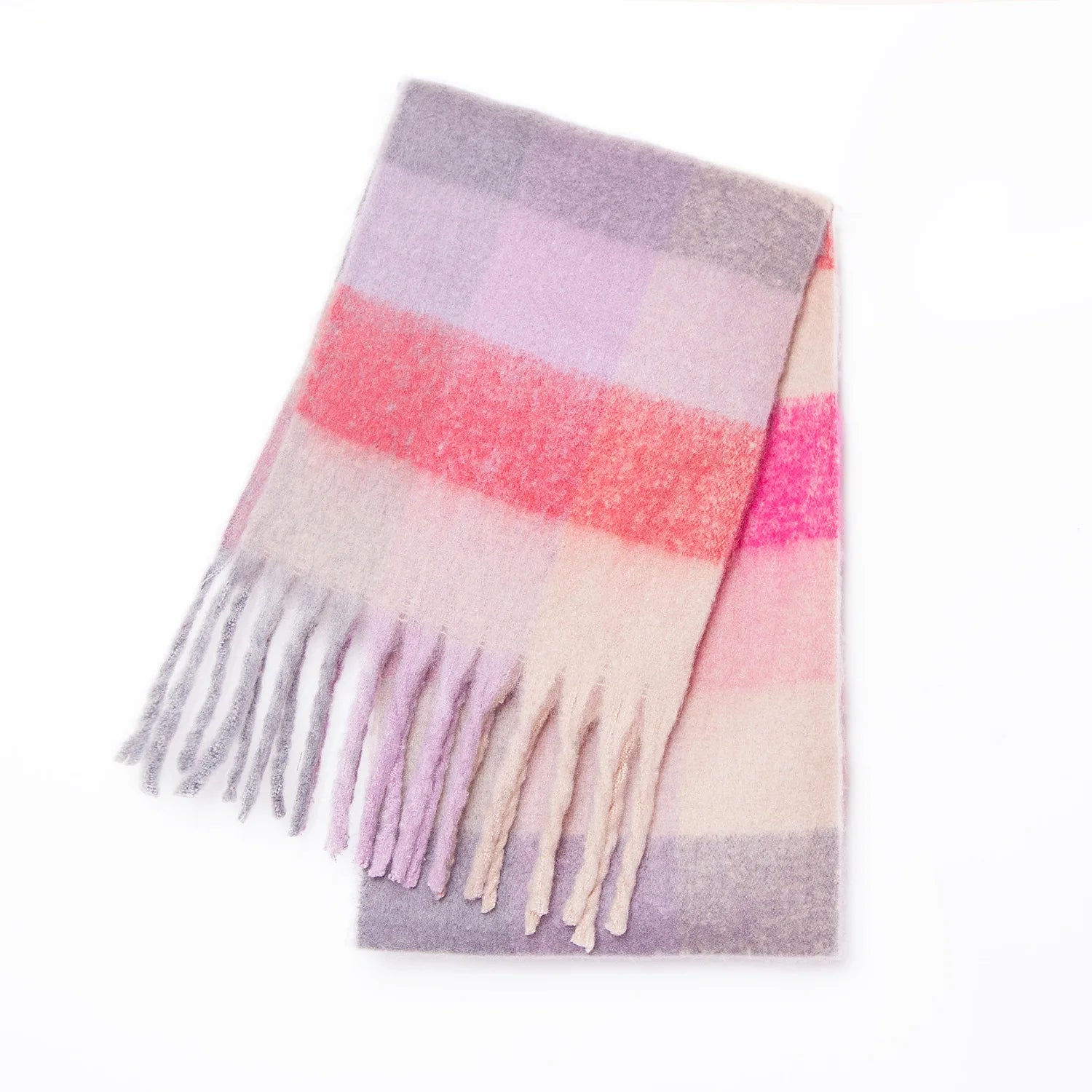 2025 Winter Thick Warm Scarf Women Cashmere Shawl and Wraps Pashmina Neckerchief Bufanda Female Rainbow Hairy Tessel Echarpe New - Tasawoq
