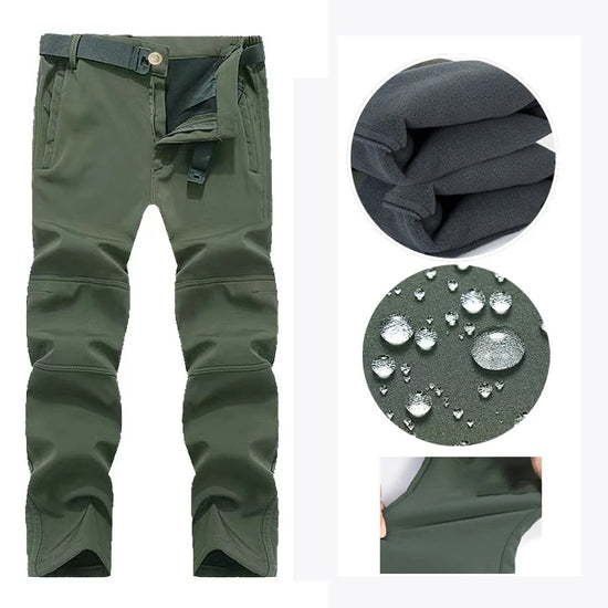 Men's Autumn Winter SoftShell Fleece Waterproof Jackets Male Hood Coats Fishing Hiking Camping Climbing Skiing Pants Trousers - Tasawoq