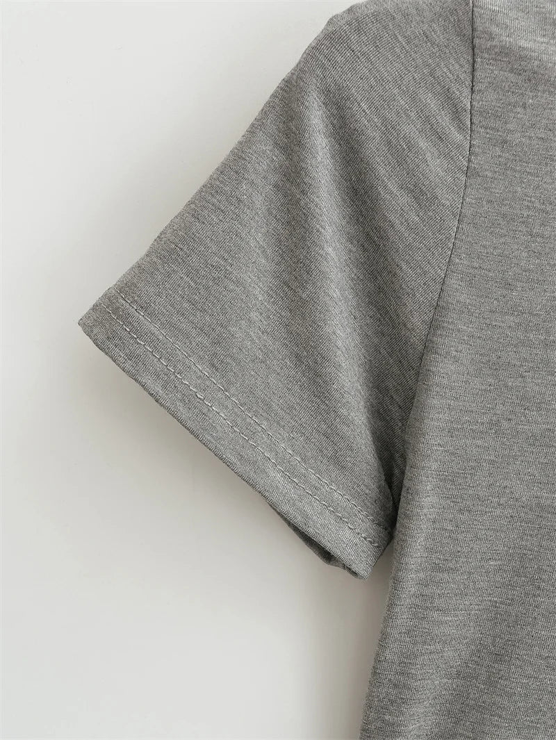 2024 New High Quality Casual T shirt Sexy Slim Short Sleeves Fashion Trend Solid Women Clothing y2k Tops - Tasawoq