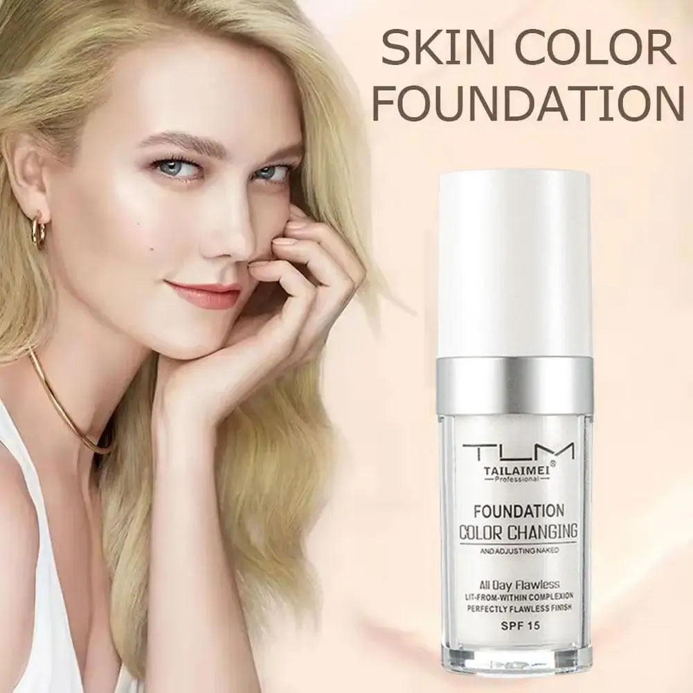 Colour Changing Liquid Foundation Hides Wrinkles & Lines, BB Cream Makeup Base Concealer Moisturizing Primer All Skin Tone SPF15 - Tasawoq