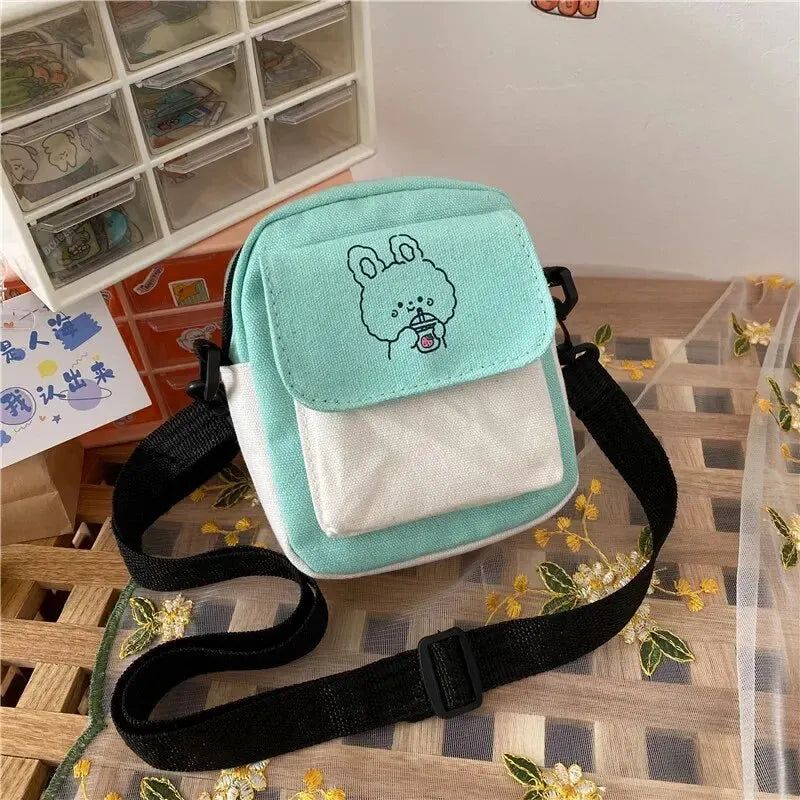 Cute Canvas One Shoulder Womens Bag Little Rabbit Korean Version Fashion Crossbody Bag Female Student Cotton Womens Handbag - Tasawoq