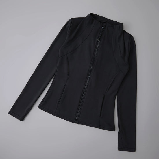 New yoga wear ladies coat round high elastic loose exercise yoga fitness long sleeve stand-up collar yoga tops - Tasawoq