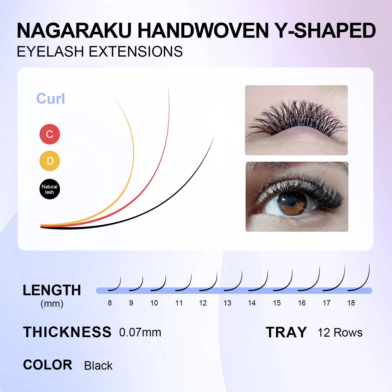 NAGARAKU YY Shape Double/Three Split Tips Triple Top Interlaced Root Eyelash Extensions Eyelashes - Tasawoq
