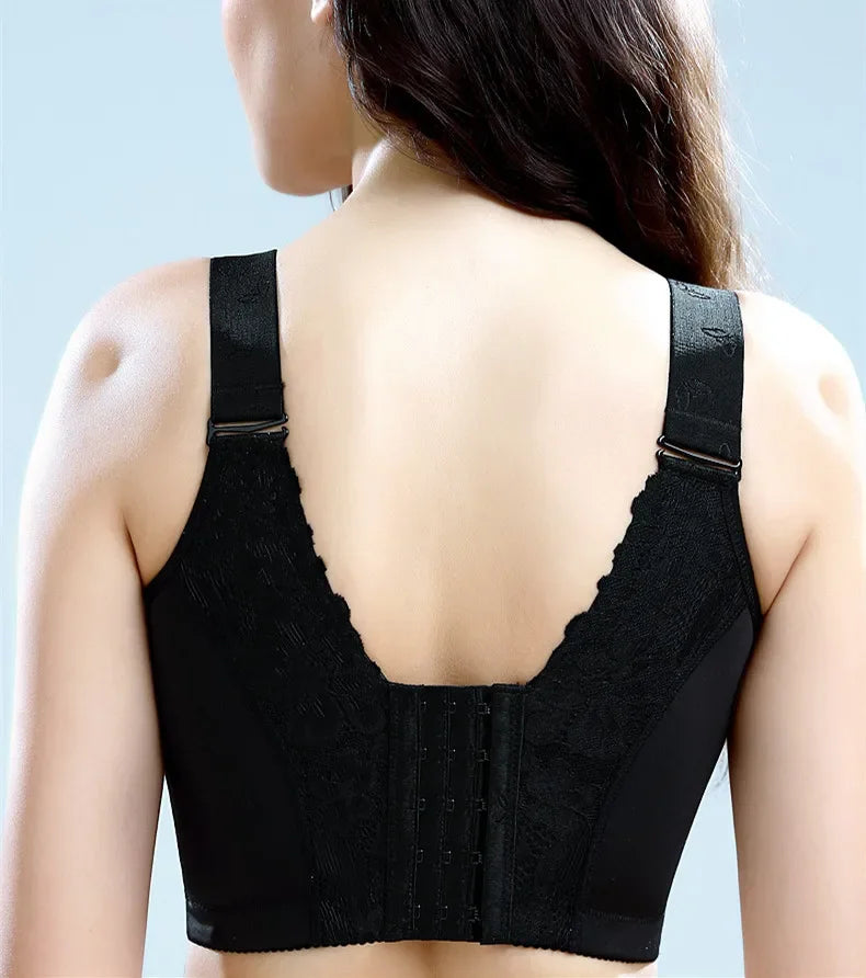Women's Lace Push-Up Bra – Embroidered Backless Lingerie, Wire-Free, Plus Size (CDE 36–48) - Tasawoq