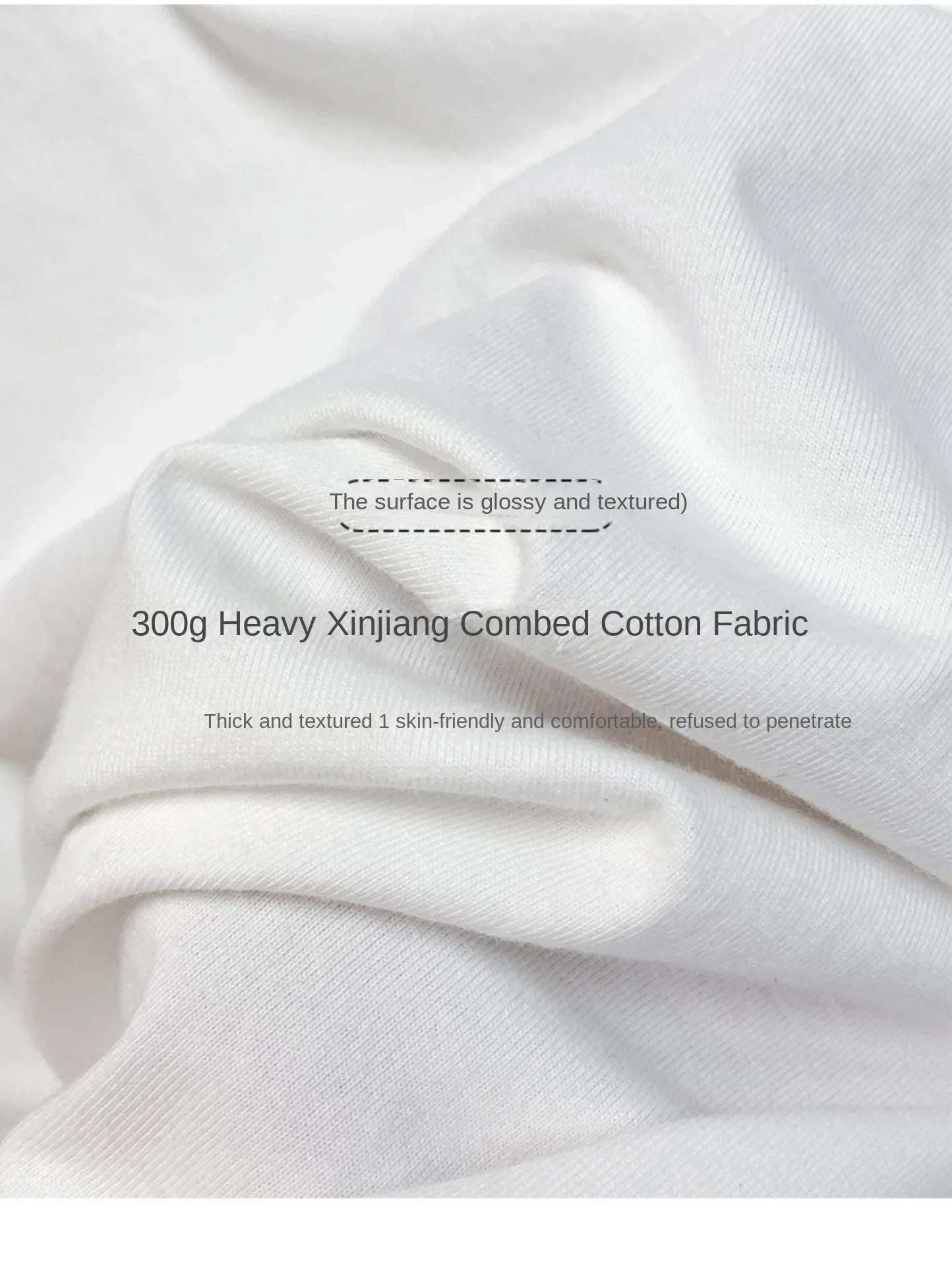 Beige 300g Heavyweight Cotton Short Sleeved T-shirt Summer Round Neck Loose and Base Shirt for Men Women Basic Tee - Tasawoq