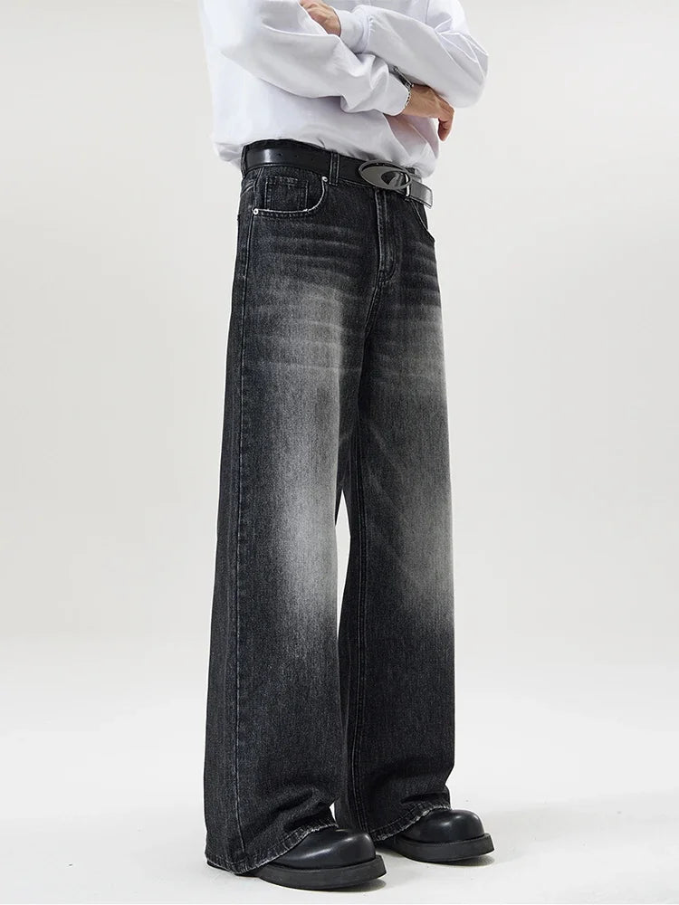 4 Colors Autumn Vintage Distressed Men's Baggy Straight Jeans Fashion Korean High Street Denim Pants Streetwear Male Trousers - Tasawoq