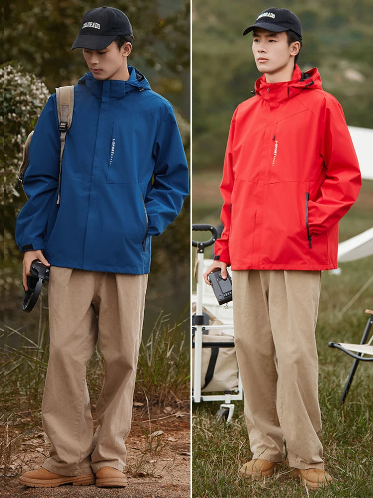Spring Autumn Casual Jacket Men/Women Outdoor Waterproof and Windproof Hooded Windbreaker Coats - Tasawoq