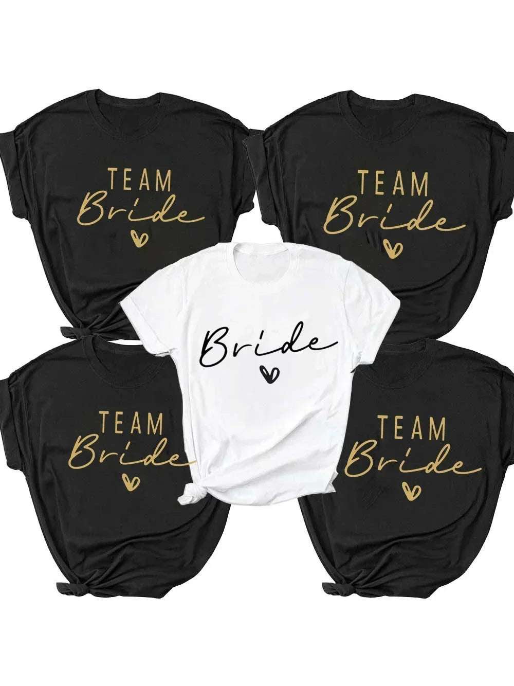 Women Cotton T Shirt Team Bride Bachelorette Party Shower Hen Party Bridesmaid Print T-Shirt 2024 Girls Wedding Female Tops - Tasawoq