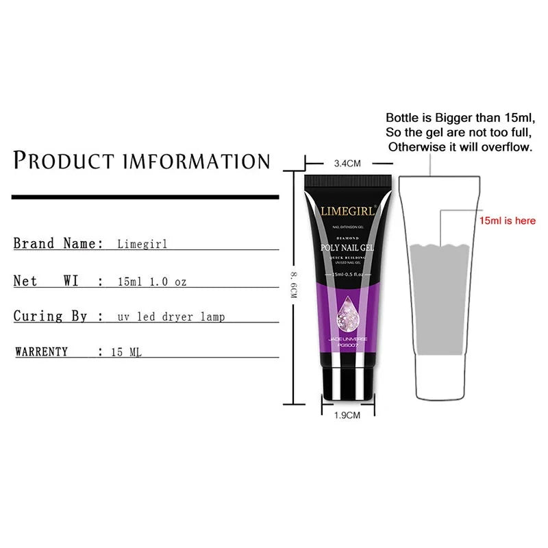 Nail Art Limegirl Kit Poly Nail Gel Extending Soaking Gel Kit Nail Art Acrylic Gel Varnish Kit For Novices Semi Permanent Gel So - Tasawoq