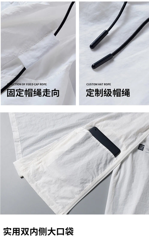 2025 Summer Hooded Jacket Men Women Sun Protection Clothing Fishing Hunting Clothes Quick Dry Skin Windbreaker - Tasawoq
