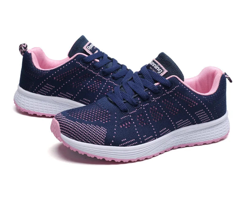 Women Casual Shoes Fashion Breathable Walking Mesh Flat Shoes Sneakers Women 2021 Gym Vulcanized Shoes White Female Footwear - Tasawoq