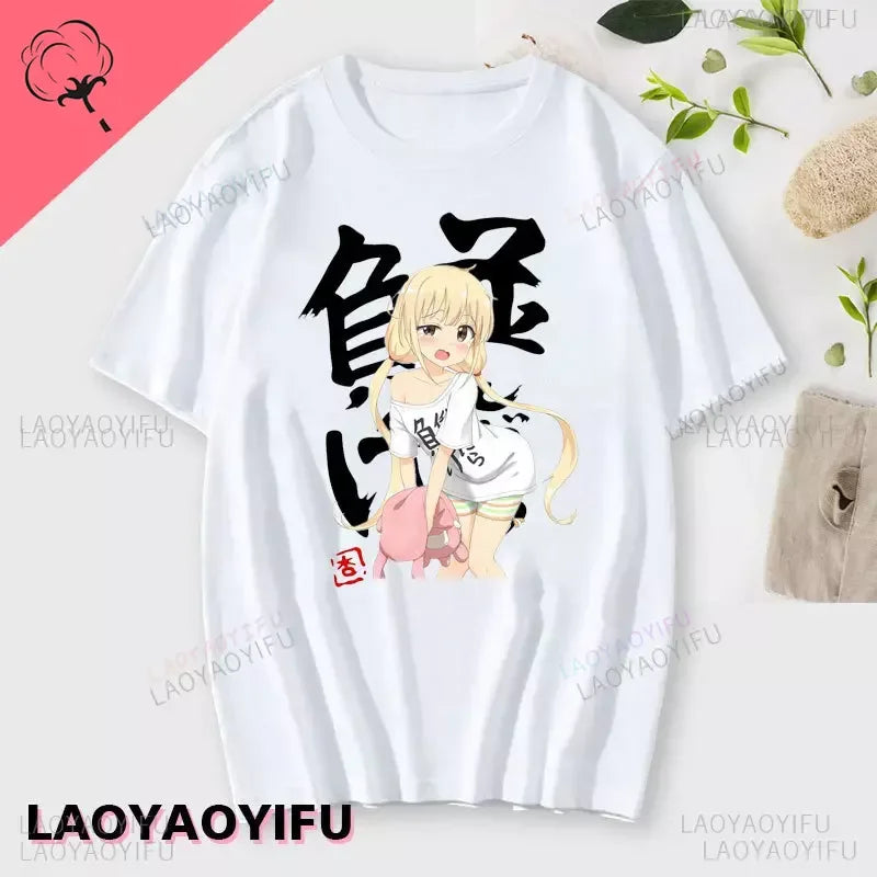 If You Work You Lose - Anzu Futaba Version T-Shirt 2024 New Kawaii Anime Cotton T-shirt Tees for Men Funny cartoon Otaku Tshirt - Tasawoq