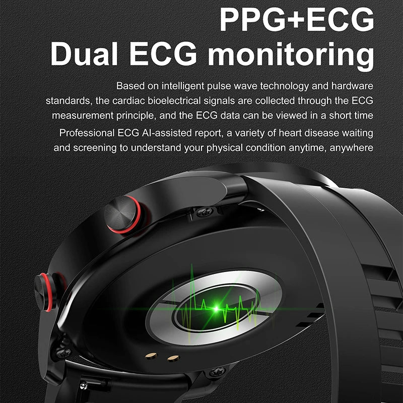 ECG+PPG Bluetooth Call Smart Watch Men Laser Health Blood Pressure Fitnes Sports Watches Man Sports Waterproof Smartwatch+Box - Tasawoq