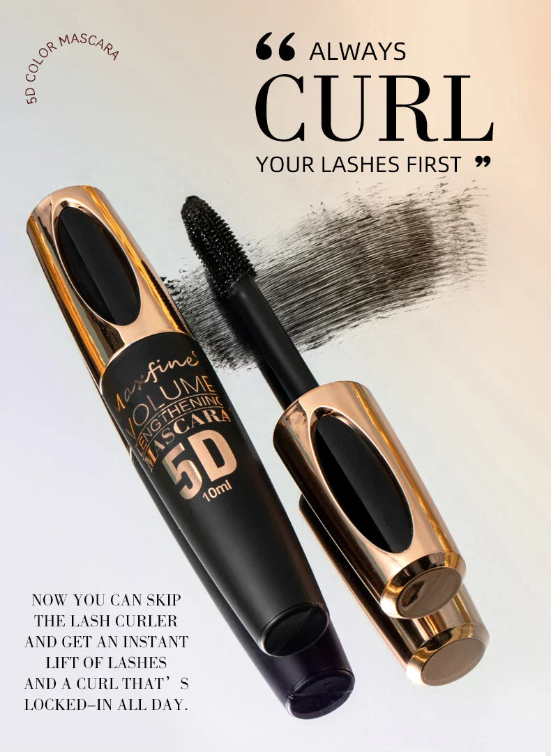 5D Silk Mascara with Big Eyes, Strong and Lasting Black Content and Length, Waterproof and Non-caking, and Prolonged Mascara. - Tasawoq