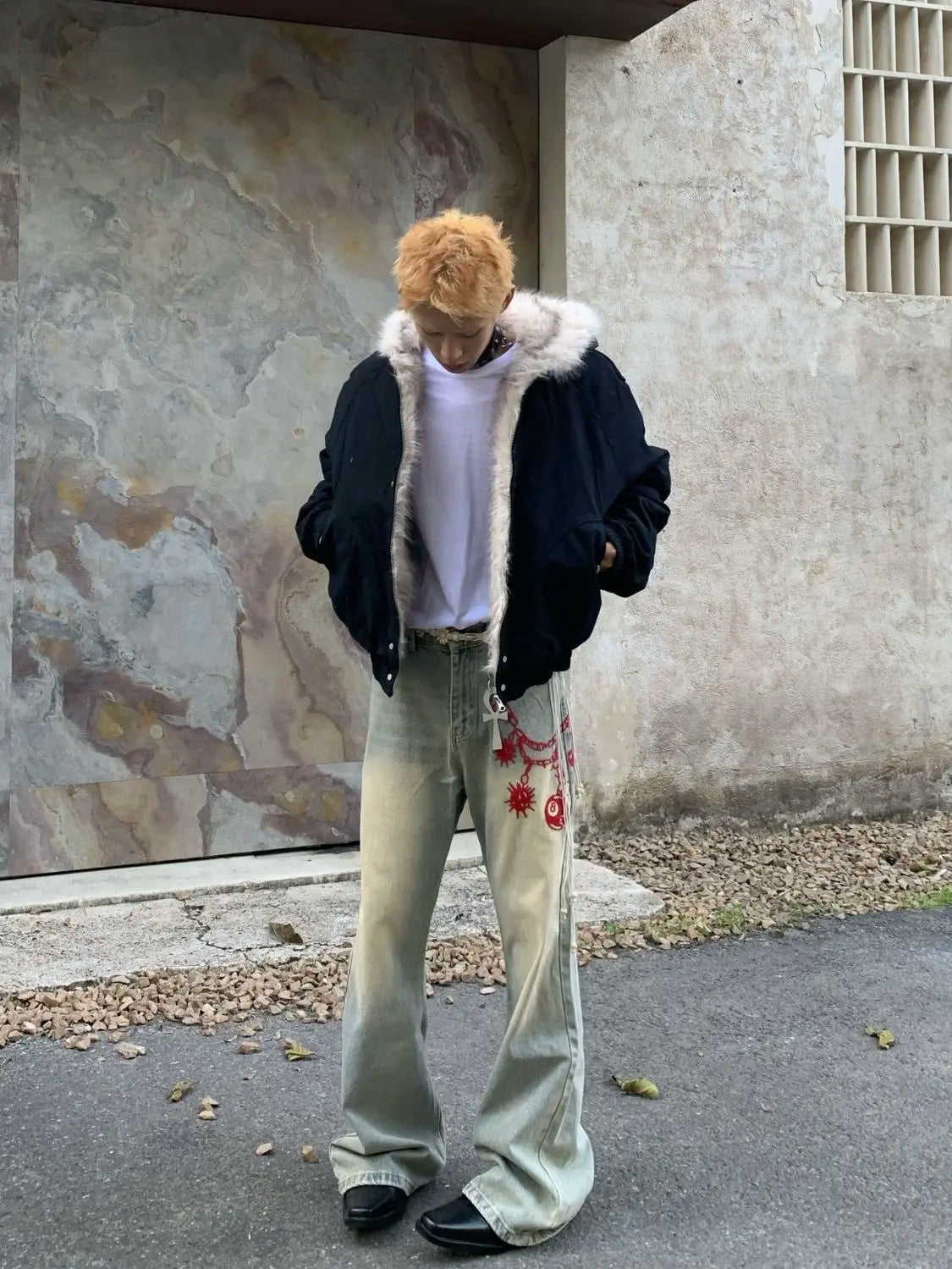 American Retro Woolen Collar Hooded Cotton Jacket Winter Thick Plush Top Men Street Hip-Hop Gothic Harajuku Oversize Jacket Coat - Tasawoq