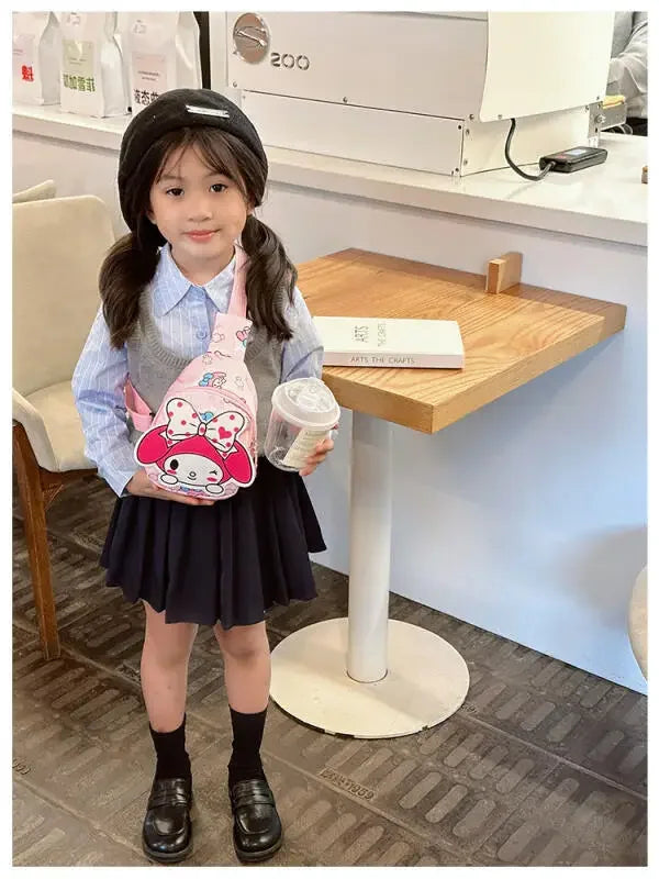 Kawaii Sanrio Hello Kitty Chest Bag Crossbody Bags Kuromi My Melody Cinnamoroll Messenger Shoulder Handbag for Women Toys Girls - Tasawoq