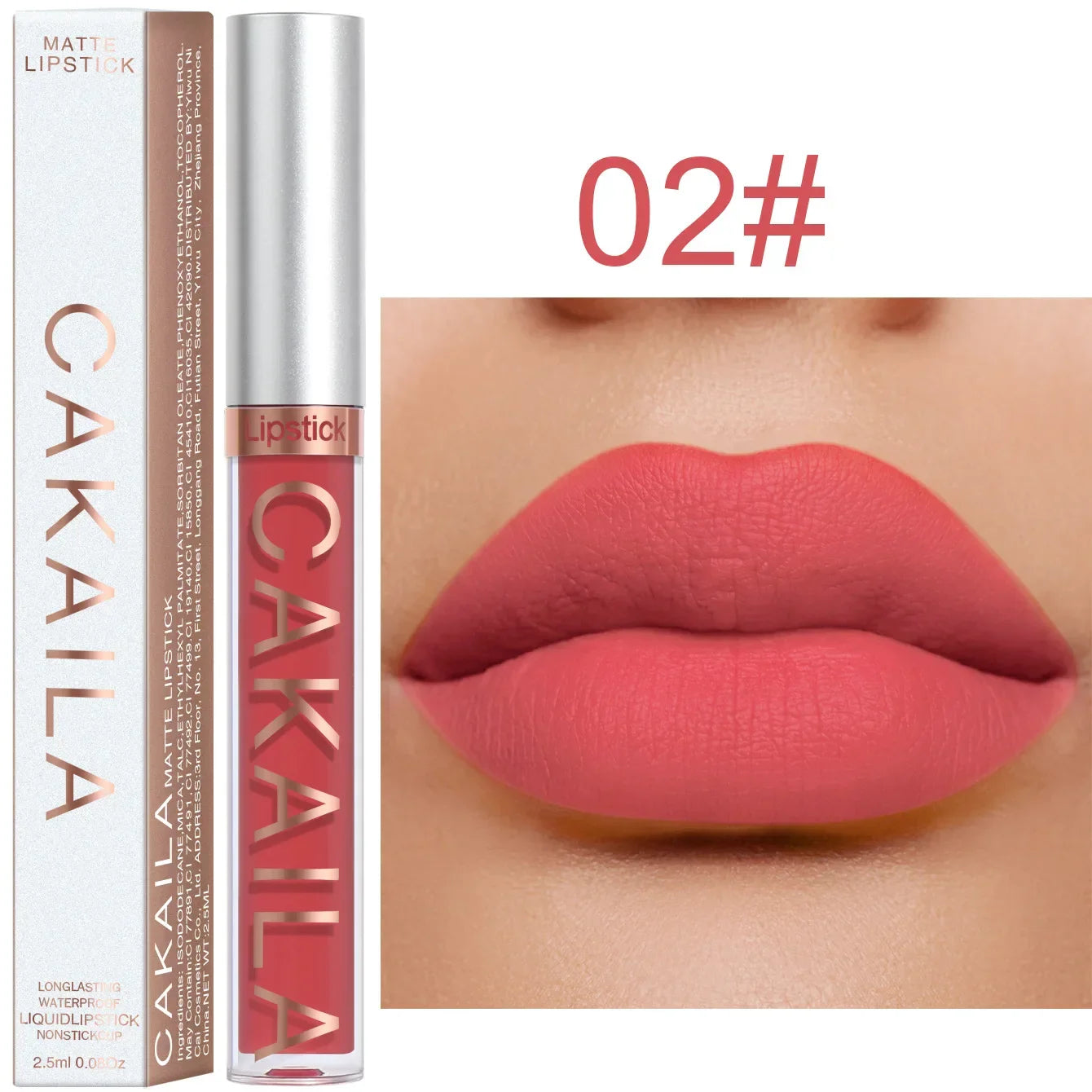 1PC Velvet Matte Lipstick Lip Gloss Light Red Liquid Lip Tint Cream Pigment Long Lasting Silky Texture Lips Women's Cosmetics - Tasawoq