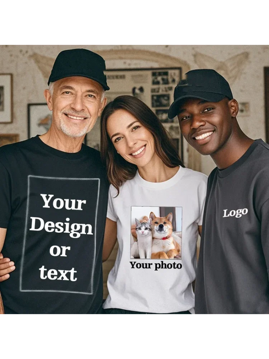 UE Size Custom Team T-shirt for Women, Add Your Own Design in Front and Back, Print and Text, High-quality T-shirt for Men