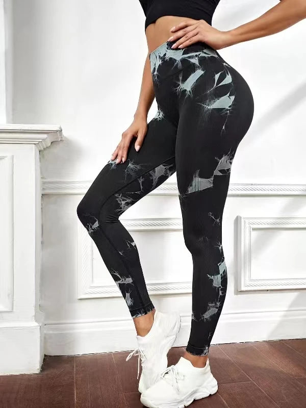 Tie Dye Yoga Pants Sport Leggings Women Seamless High Waist Push Up Woman Tights Fitness Workout Leggins Gym Clothing 2023 New - Tasawoq