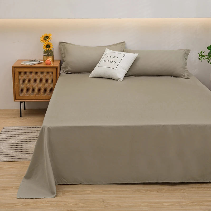 One Solid Color Simple Sheet Machine Washable Single Double Bed Linen Student Dormitory Sheet (pillowcase Not Included)