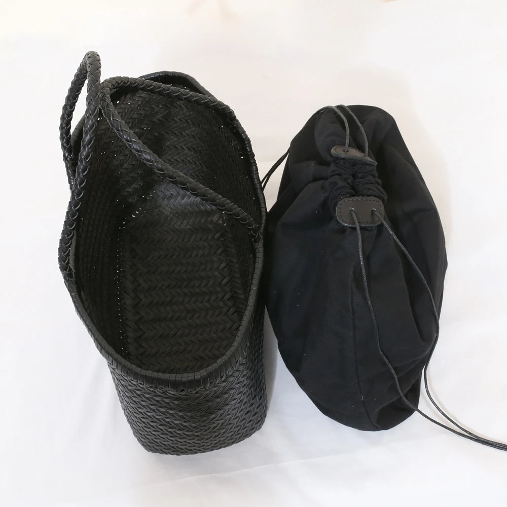 Handbags Women's Genuine Leather Shoulder Bag Weaving Casual Shopping Bag Vintage Big Tote Purse Cowhide Cross Hand Bags Lady - Tasawoq