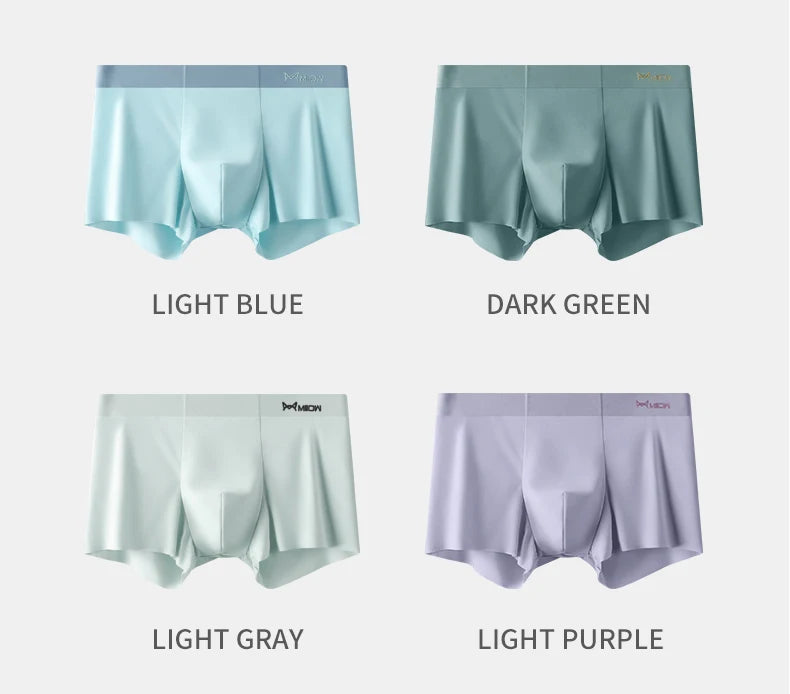 MIIOW 3Pcs Ice Silk Man Underwear Boxer Metal Fiber Antistatic Men Underpants Seamless Cut Hem Men's Panties Boxers Shorts Trunk - Tasawoq