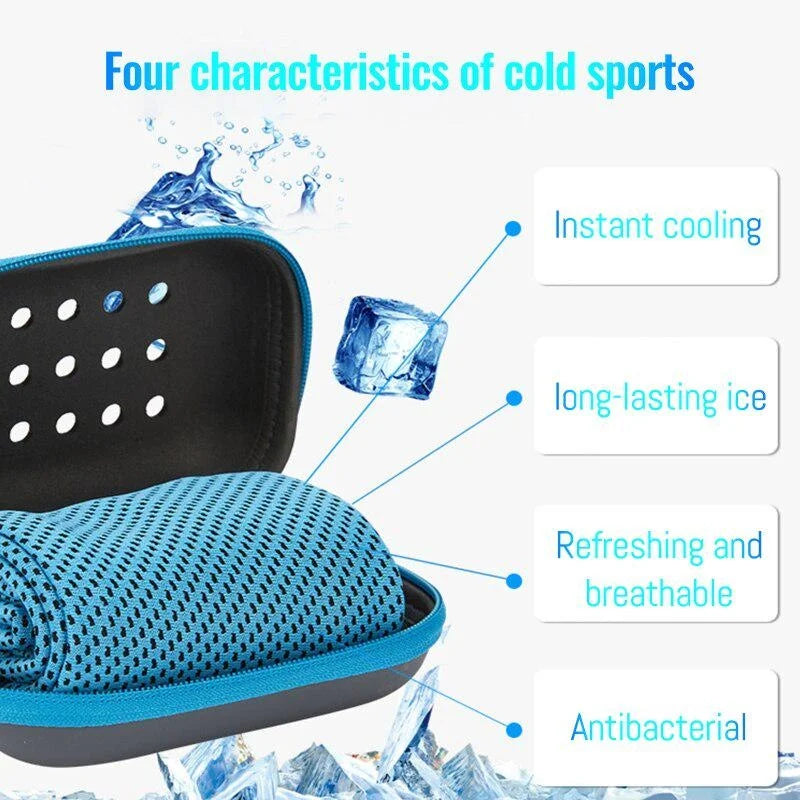 Clearance_Quick Drying Cooling Towel Soft Breathable Chilly Sweat Absorption Cold Towel with Storage Box Sports Running Yoga Gym - Tasawoq