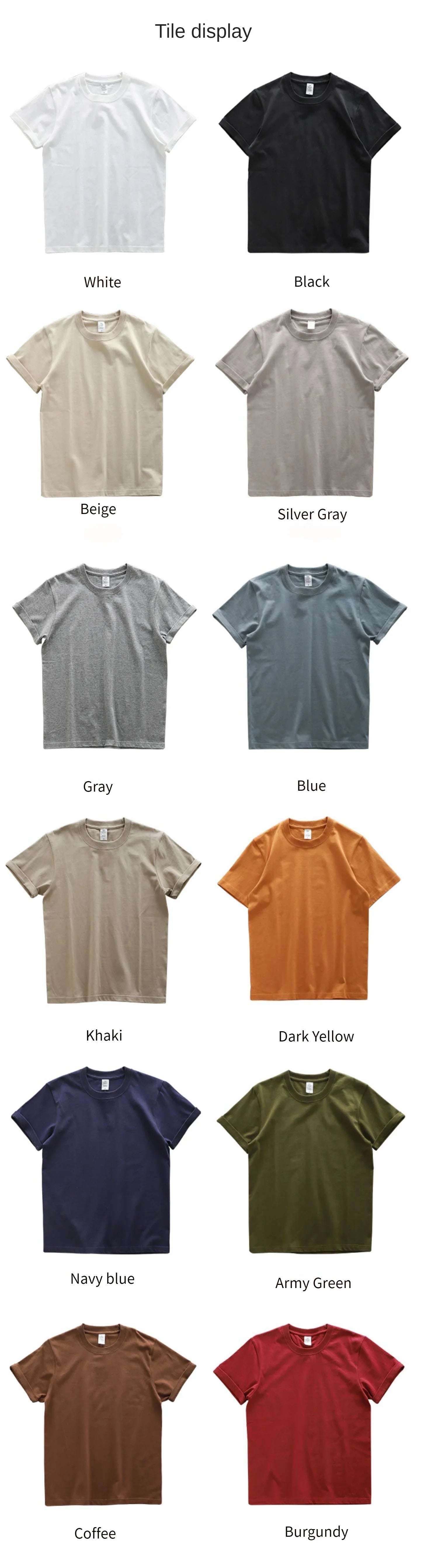 Dukeen 280gsm Oversized Heavy T-Shirt for Men Summer Short Sleeve Tee Cotton Solid Color Top Casual T Shirts One Piece - Tasawoq